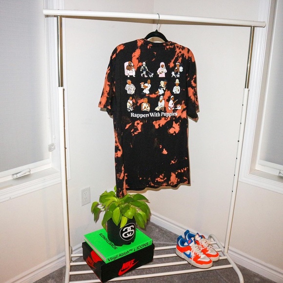 Unisex Rappers w/Puppies Hand-Dyed & Distressed T - Picture 2 of 2